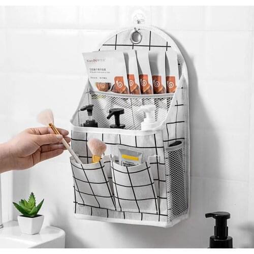 Fabric Storage Hanging Bag Student Dormitory Bathroom Wall-Mounted Storage Bag Door Back Wall Shelf Small Cloth Bag