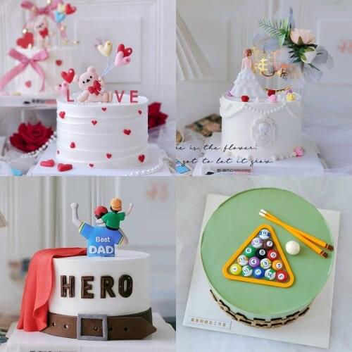 Billiards Cake Topper for boy Men Cake Soft Potter Snook Man Playing Silhouette Billiards Fans Birthday Party Cake Decoration