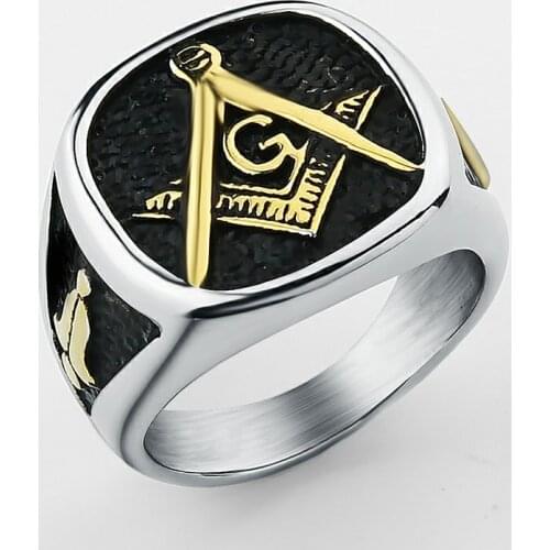 Valily Jewelry Mans Seal Ring Stainless Steel Freemason Signet Ring Masonic for Men Bague Band Silver Rings anillo masonic