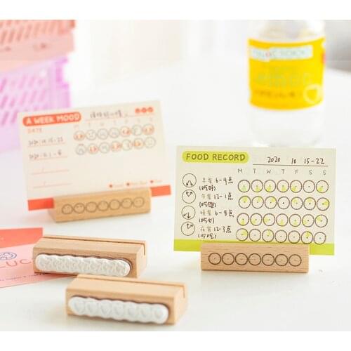Vintage Week Mood Food Record Stamp DIY Wooden Rubber Stamps For Scrapbooking Stationery Scrapbooking Standard Stamp