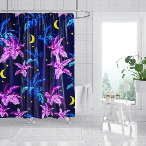 Coconut Tree Shower Curtain Bathroom Waterproof Polyester Bath Curtains Decoration Home Bathroom Accessories 180*180
