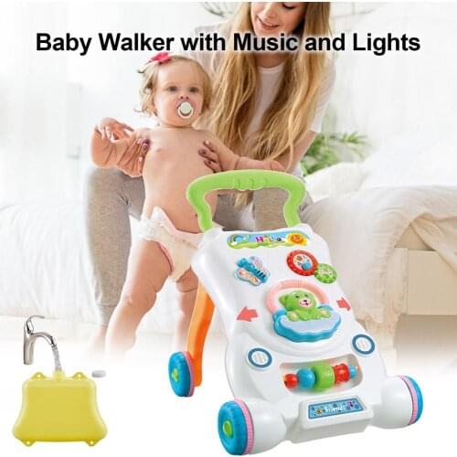 High Quality Baby Walker Toddler Trolley Sit-to-Stand ABS Musical Walker With Adjustable Screw For Kids Early Learning Toy Gift