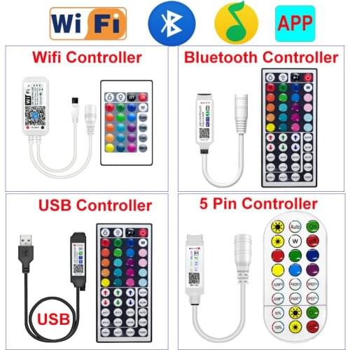 WIFI Bluetooth LED Controller IR Remote Music Synch 12V 5V 4Pin 5Pin USB Led Light Controller Accessoires For RGB LED Strip RGBW