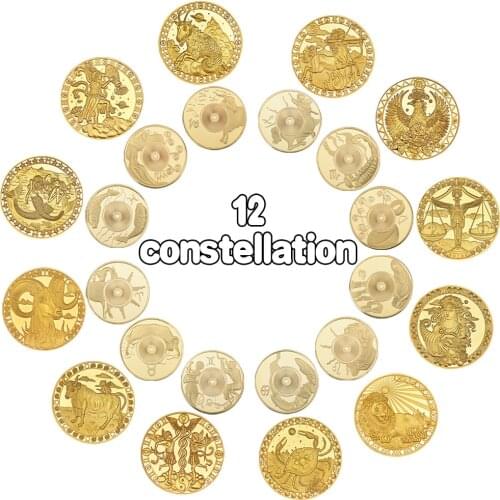 WR Gold Plated Zodiac Sign Coins Collectibles with Box Zodiac Constellation Bullion Coin Original Birthday Gift Dropshipping