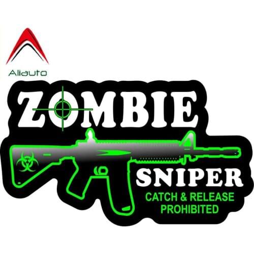 Aliauto Funny Car Sticker Cartoon Zombie Sniper Bio Hazard PVC Decal for Volvo Honda Civic Mitsubishi Lada Kia Mazda,20cmx11cm