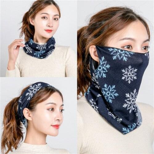 Women Print Face Scarf Winter Spring Mask Male Bandana Designer Warm Snowflake Cotton Soft Neck Scarves Ring Wraps Cover 2021