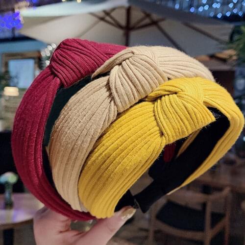 Womens Printed Fabric Headbands Knotted Hairband for Women Hair Accessories Girl Hair Bands Stripe Head Wrap Korean