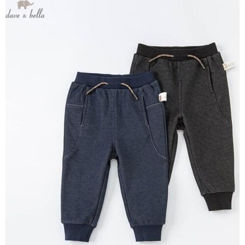 DBX19634-K dave bella winter 18M-13Y baby boys fashion solid pants children full length kids boy pants infant toddler trousers