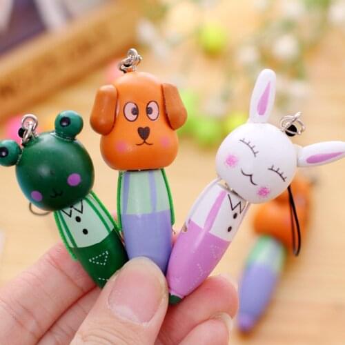 1 Piece Pocket Kawaii Wood Animal Dog Rabbit Ballpoint Pen Advertising Pen Signature Pen School Student Stationery Paperlaria