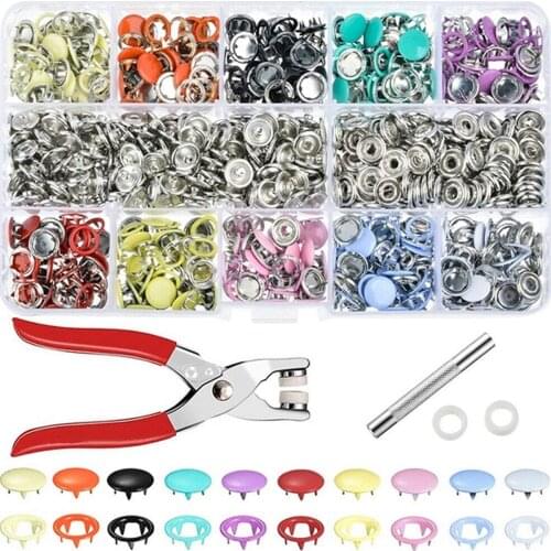 100/200 Sets 9.5 10mm Metal Prong Ring Buttons Press Studs Sewing Craft Fastener Snap Pliers Craft Tool Buttons For Clothes DIY