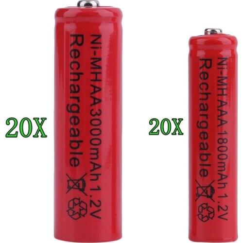 GTF 20PCS AAA / AA 3000 mAh NI-MH 1.2V Rechargeable Battery AAA 3A Rechargeable Battery NI-MH Camera, Camera Toy Battery