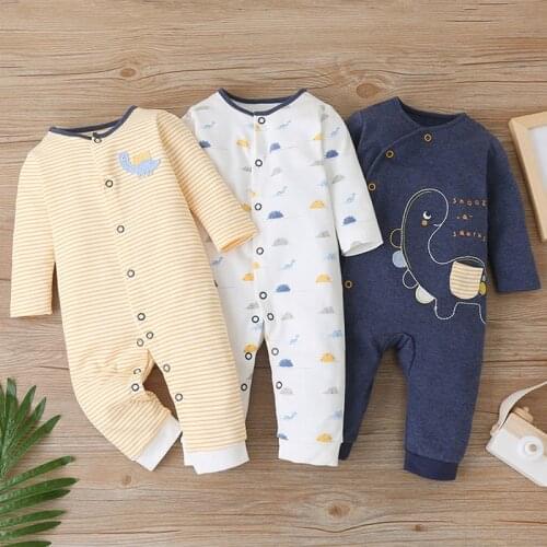 3 PCS/lot Newborn Spring Autumn Baby Rompers Outfits Long Sleeve Cotton Baby Junmpsuit 0-18M Infant Cartoon ropa bebe Boy Girl C