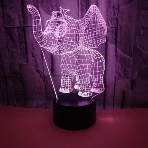 Elephant 3d Lamp Colorful Touch Remote Control 3d Led Visual Desk Lamp Gift Decoration 3d Table Lamps For Bedroom