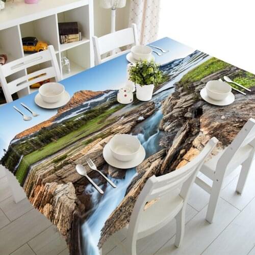 3D Tablecloth Beautiful Landscape Pattern Thick Dustproof Polyester Rectangular Wedding Hotel Banquet Table Cloth Home Textiles