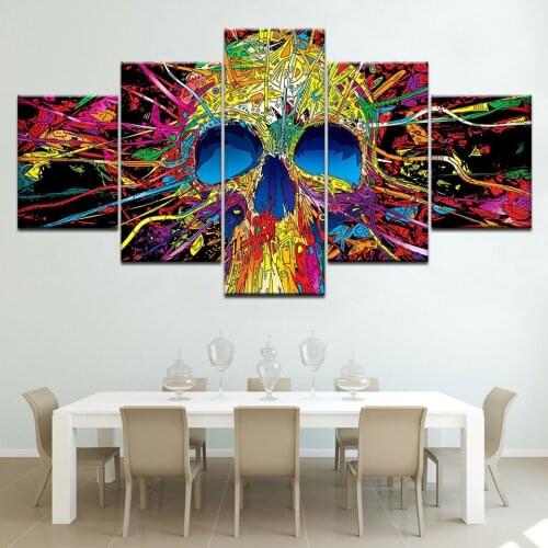 5 Piece Framed Painting Colorful skull lines Group Painting room decor print poster picture canvas flamenco dancer painting