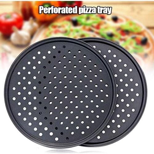 Pizza Non-stick Baking Tray Baking Pan Carbon Steel Design With Base Heat-resistant Punching Utensils Baking Hole