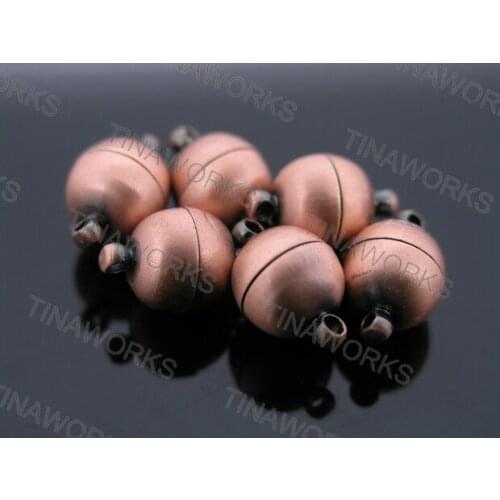 FREE SHIPPING 15 Sets Strong Antique Copper Tone Brass Jewelry Magnetic Clasp End Cap Dia. 10mm Best for Necklace