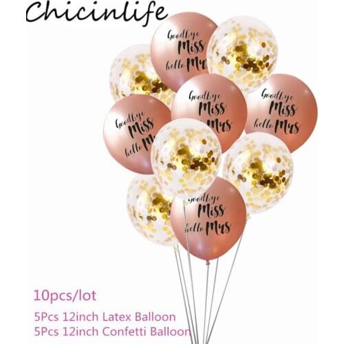 Chicinlife 12inch Goodbye Miss Hello Mrs Latex Balloons Wedding Bachelorette Party Bridal Shower Hen Night Party Bride Supplies