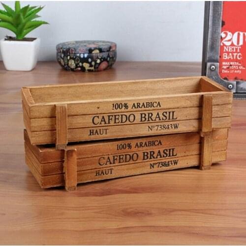 1PC Wood Flower pot Garden Planter Plant Pot Window Box Succulent Flower Bed Flower Pots & Planters