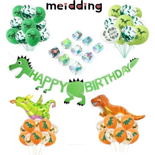 Dinosaur Theme Party Supplies Balloons Kids Favors Dinosaur Slap Bracelet Toy Boy Ballons Birthday Party Decorations Dino Globos