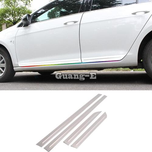 For VW Volkswagen Golf7 Golf 7 2014 2015 2016 2017 2018 Car Styling Cover Detector Bumper Side Door Body Trim Frame Strip 4pcs
