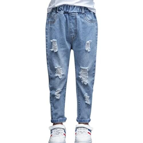 Jeans For Girl Hole Girl Jeans Casual Style Kids Jeans Spring Autumn Childrens Clothing 6 8 10 12 14