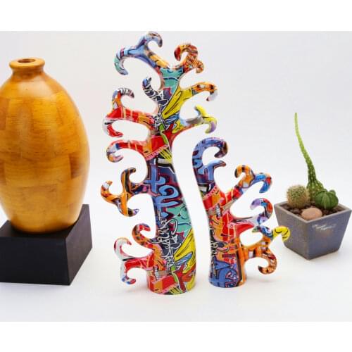 Art Street Graffiti Life Tree Living Room Color Coral Decor Home Entrance Wine Cabinet Office Decorations Resin Crafts