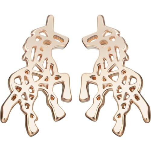 Kinitial New Pendant Unicorn Horse Hair Stud Earrings Animal Horse Earring For Pendientes Statement Brincos Bijoux Women brincos