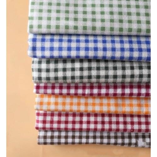Plaid Printed Cotton Linen Fabric Pure Color Linen Fabric Plaid Canvasmaterial Cloth For DIY Sewing QuiltingTextile Tablecloth