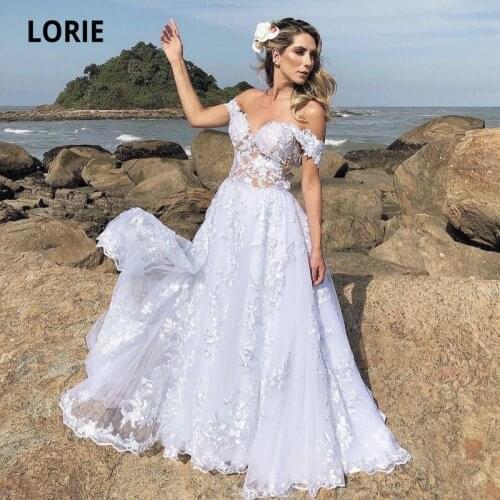 LORIE Vintage Wedding Dresses Boho Arabic Appliques Lace Off the Shoulder A-Line Long Wedding Bridal Gown suknia slubna