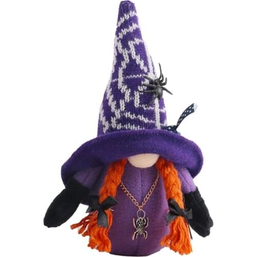 M17D Halloween Spider Couple Gnome Desktop Ornaments Plush Cute Elf Soft Doll Home