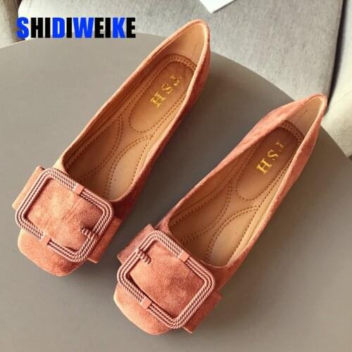 2021 Fashion Shoes Women Spring Autumn Flats Soft Slip-On Woman Ballet Single Shoes Buckle Ladies Females Footwear Plus size