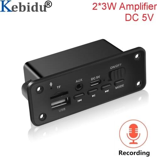 Kebidu 5V Bluetooth MP3 Decoder Board 2*3W Amplifier MP3 Player Car Kit FM Radio TF USB 3.5 Mm WMA Line In AUX Audio Receiver