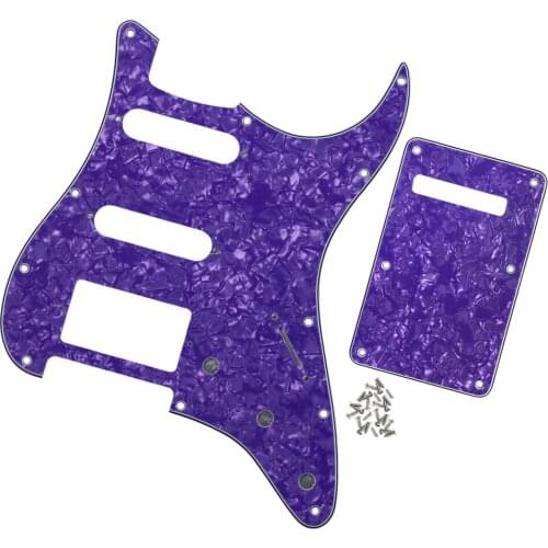 NEW Guitar Parts Set of 11 Hole SSH Electric Guitar Pickguard Scratch Plate Back Plate Purple Pearl 4Ply w/ Screws