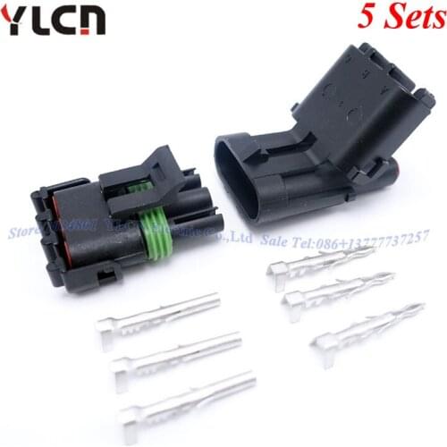 New Brand 5Sets Kits 3 Pin/Way Waterproof Seal Electric Wire Connector Plugs For Auto Car