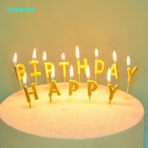 New Birthday Cake Happy Golden Letter Candle Gilded Letter Candle Cake Decor birthday decoration