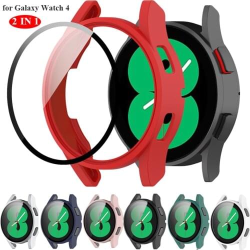New Protector Case + Tempered Glass film for Samsung Galaxy Watch 4 40mm 44mm PC Cover Shell Protective Bumper case