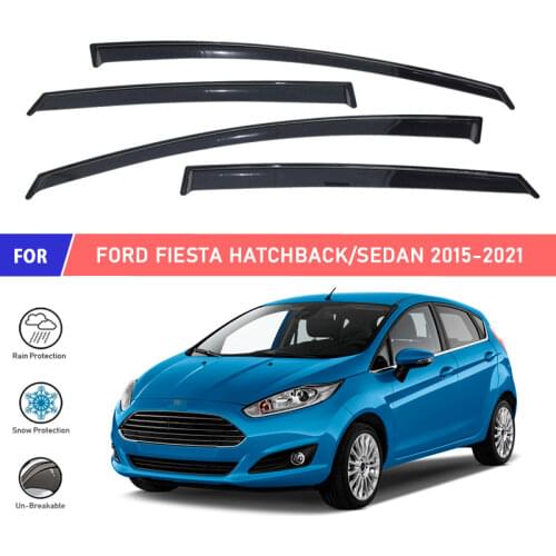 Window deflector for Ford Fiesta Hatchback / Sedan 2015- car window deflector wind guard vent sun rain visor cover car decor