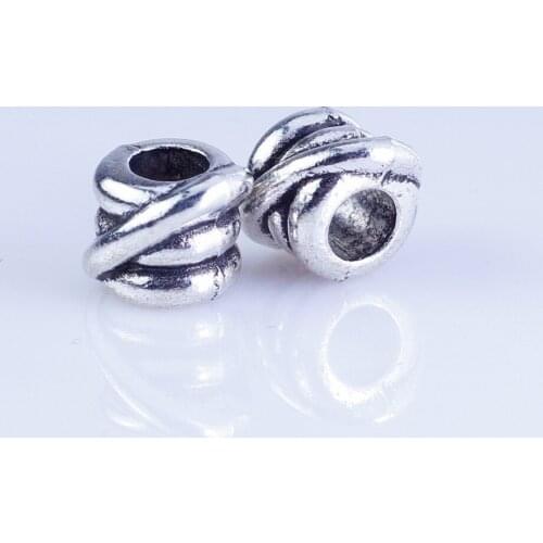 Wholesale 40pcs silver plated round beads Big Hole Beads Fit style European Bracelet hole 4mm