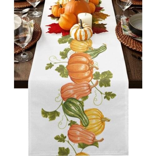 Autumn Pumpkin Vegetables Table Runner Luxury Wedding Decoration Table Cover Christmas Decoration Tablecloth