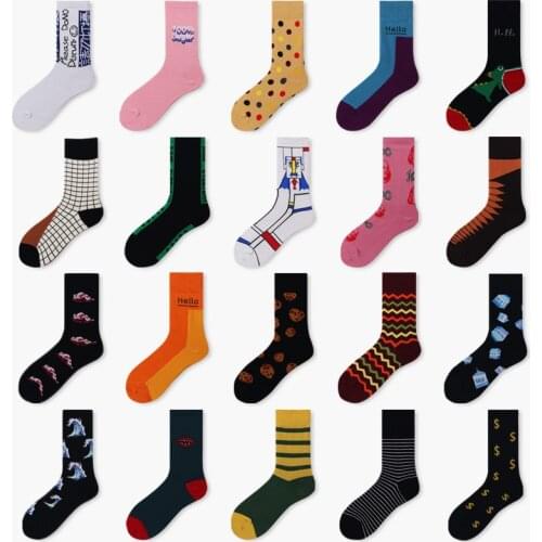 Peonfly Cotton 85% Mens Winter Harajuku Colorful Funny Poop Dinosaur Sushi Moustache Dress Socks for Male Christmas Gift