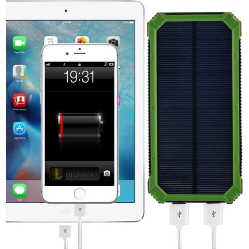 PowerGreen Key Chain Solar Battery Pack 15000mAh Mono Solar Charger Power Bank with LED Flashligt Mini External Battery Charger