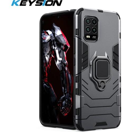 KEYSION Shockproof Armor Case for Xiaomi Mi 10 Lite 10 Youth 10 Pro 5G Ring Stand Phone Back Cover for Mi Note 10 Lite 10 Pro