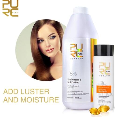 PURC 8% Formlain 1000ml Keratin and 100ml Purifying Shampoo For Straightening High Quality Best Hair Care Set Free Shipping