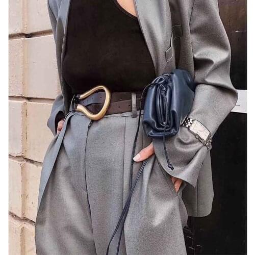 Leather Luxury Belts Designer For Women High Quality Irregular Metal Buckle Fashion Double Waist Belt