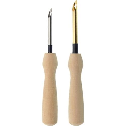 Knitting Embroidery Pen Weaving Felting Craft Punch Needle Threader Wooden Handle DIY Tool Sewing Accessories