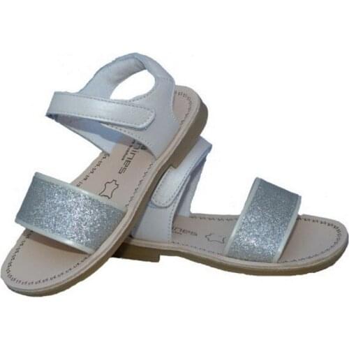Sandals for girl in silver-colored leather