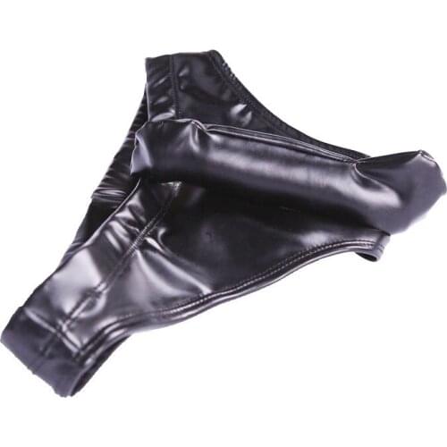 Sexy Men Underwear Open Crotch Exposed Buttocks Penis Separated Testicles Exotic Briefs Faux Leather Elephant Nose Male Panties