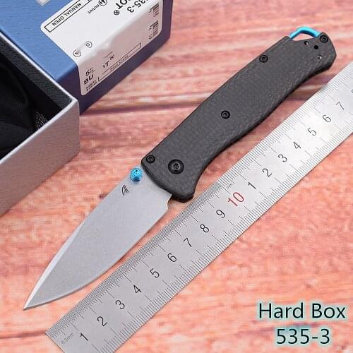 Hard Box Mark S90V Blade 535-3 Carbon Fiber Handle Folding Pocket Survival EDC Tool Kitchen Camping Hunt Utility Outdoor Knife