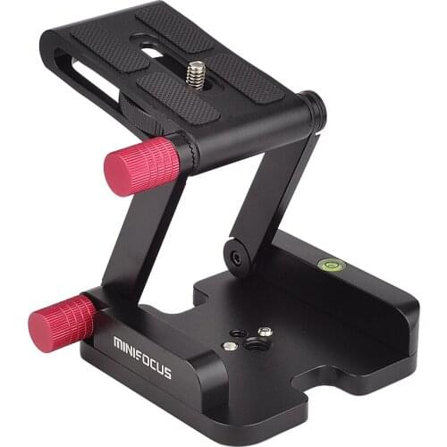 MINIFOCUS Folding Z Flex Tilt Head Aluminum Alloy Camera Bracket with Spirit Level for DSLR Camera Camcorder Tripod Slide Rail